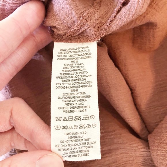 Free People On The Island Lace Crochet Floral Boho Oversized Long Sleeve Shirt - Picture 6 of 11